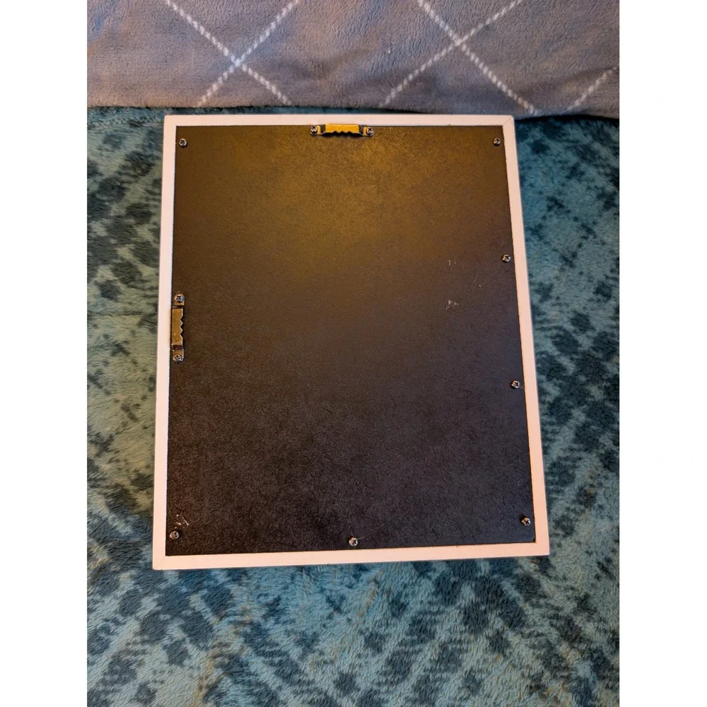 White Wood Shadow Box Display Padded Case Hinged Glass Door 9.25x11 Memory Box